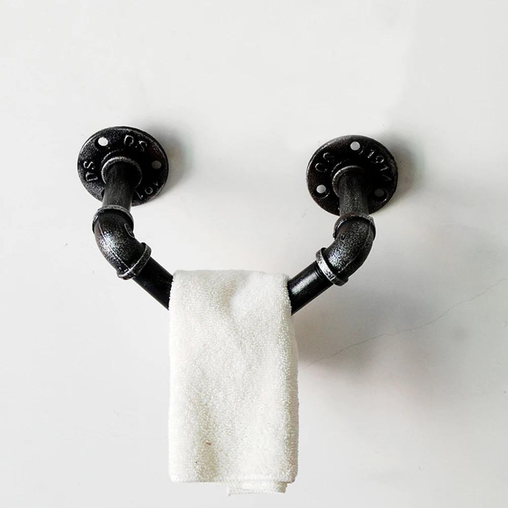 

Iron Towel Bar Rustic Industrial Design Wall Mounted Pipe Decor For Bathroom Kitchen Storage Shelf Wall Hanging Ornaments