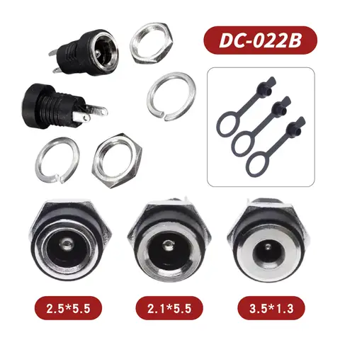 10/50PCS 5.5X2.1mm 5.5X2.5mm 3.5X1.3mm DC Alimentazione Jack Presa Femmina Montaggio A Pannello Connettore DC-022B
