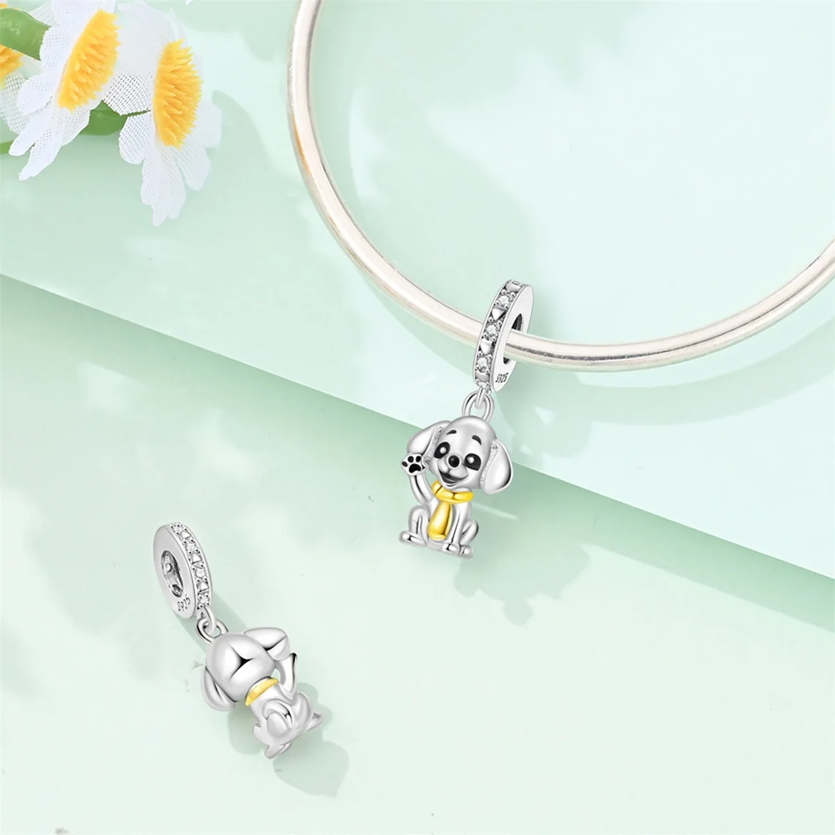 Original 925 Sterling Silver Axe Cross Evil Eye Cat Cow Beads Fit Bag Charms Bracelet Jewelry Gifts for Women - view 3