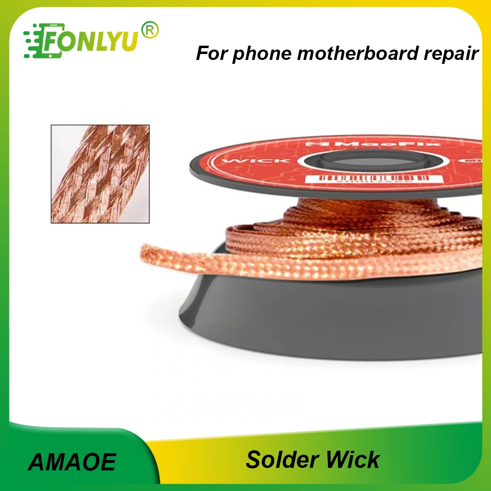 

AMAOE Pure Copper Soldering Wick Wire Welding Tin Suction Desoldering Braid Solder Paste Remove Clean BGA PCB Phone Repair Tools