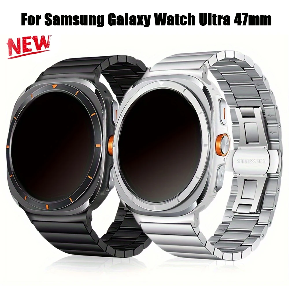 

Ремешок из нержавеющей стали для Samsung Galaxy Watch 7 Ultra 47 мм без зазоров металлический браслет с изогнутым концом для Galaxy 47 мм браслет Correa