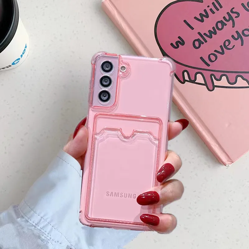 Thick Card Bag Wallet Clear Phone Case For Samsung Galaxy S21 FE S22 S23 Plus Cases S21FE S22 S23 Ultra 5G Soft Corners Cover image 6