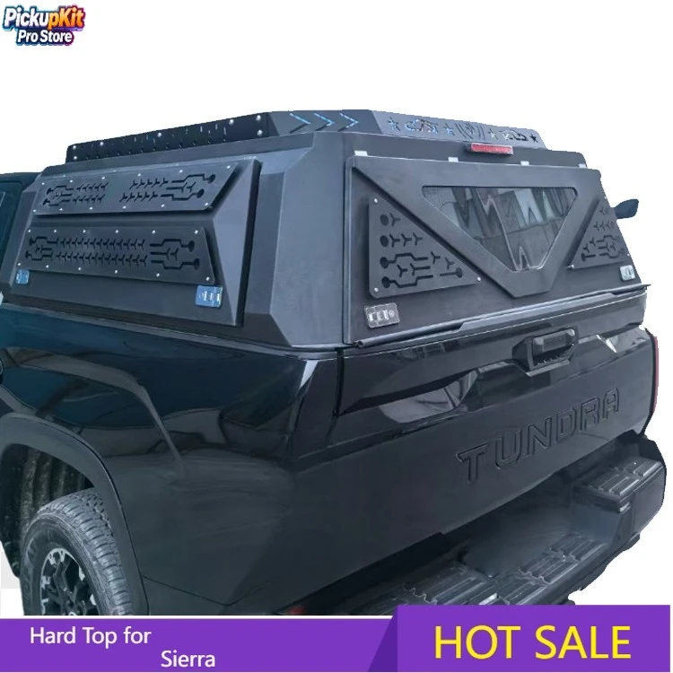 

Premium Manganese Steel Hardtop Pickup Bed Cover Lockable Waterproof Illuminated Cargo Tailbox Compatible for Sierra