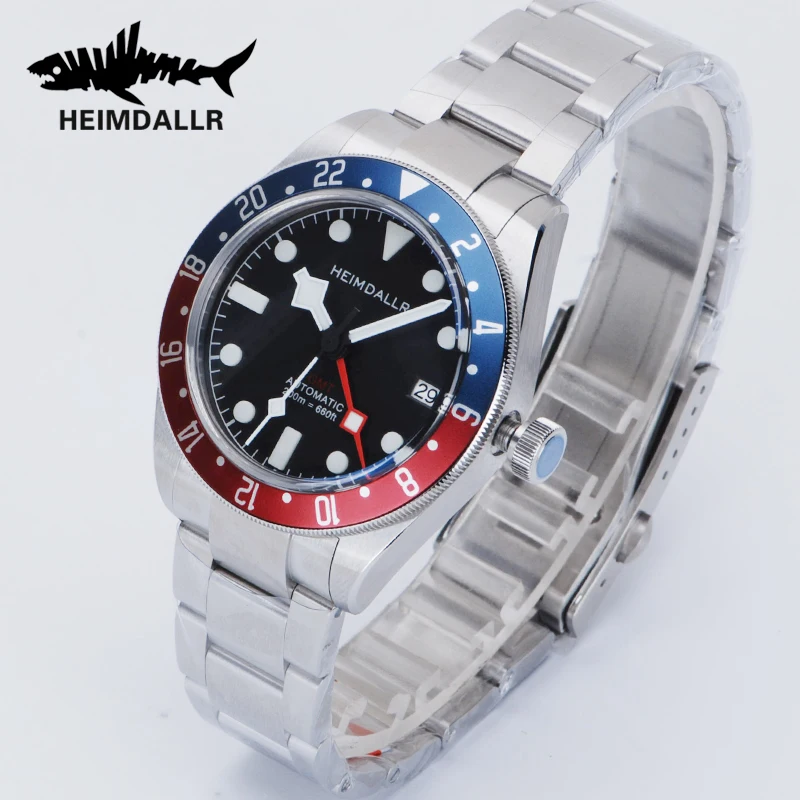 Heimdallr GMT Watch NH34 Men Automatic Mechanical Watch Bidirectional Bezel Sapphire 200M Waterproof BGW9 Luminous Dive Clock