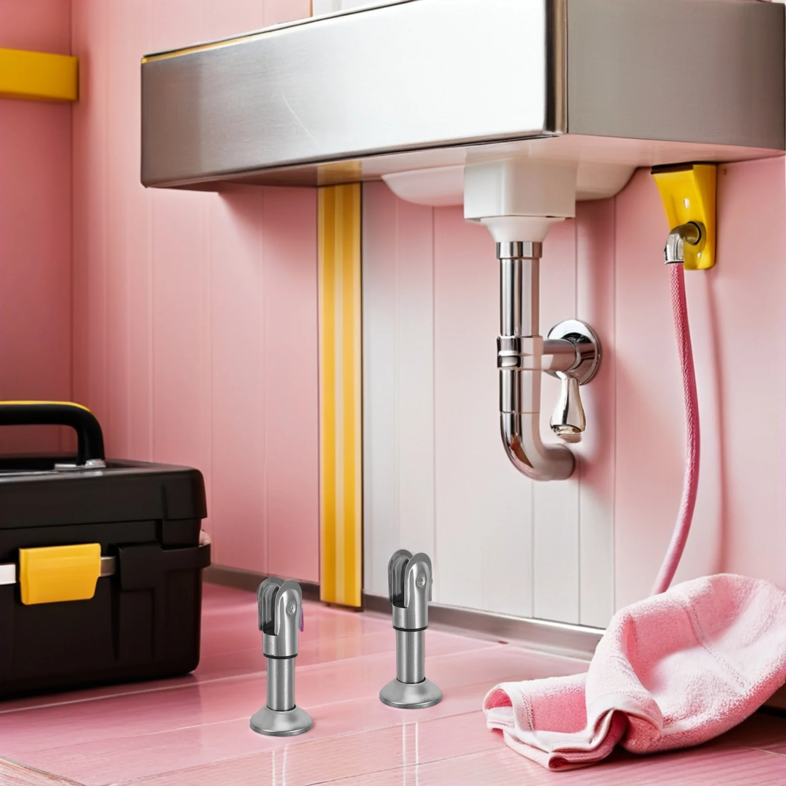 

4pcs Stainless Steel Screen Partition Support Bracket Bathroom Partition Floor Support Modern Design For Commercial