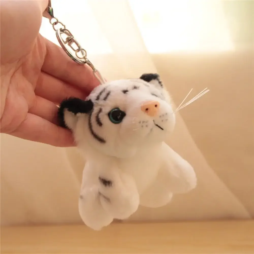 Cartoon Plush Keyring Stuffed Animal Tiger Toys Soft Animal Charm Cute Key-Rings Children's Bag Purse Backpack Wallet Keychains