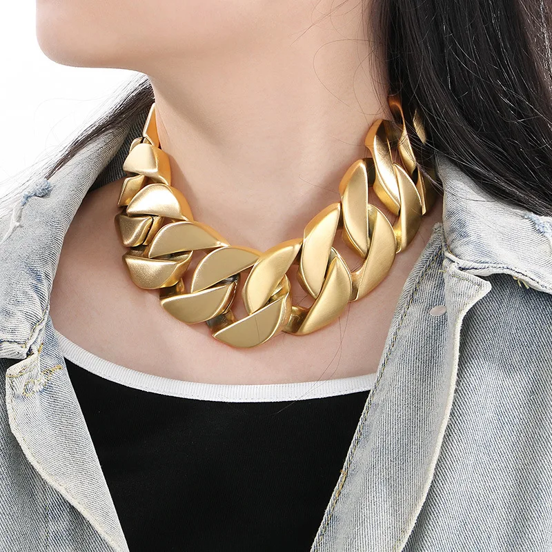 

ULJ Hip Hop Street Style Stainless Steel Exaggerate Big Chunky Fashion Unisex Golden Silver Color Cool Waterproof Jewelry