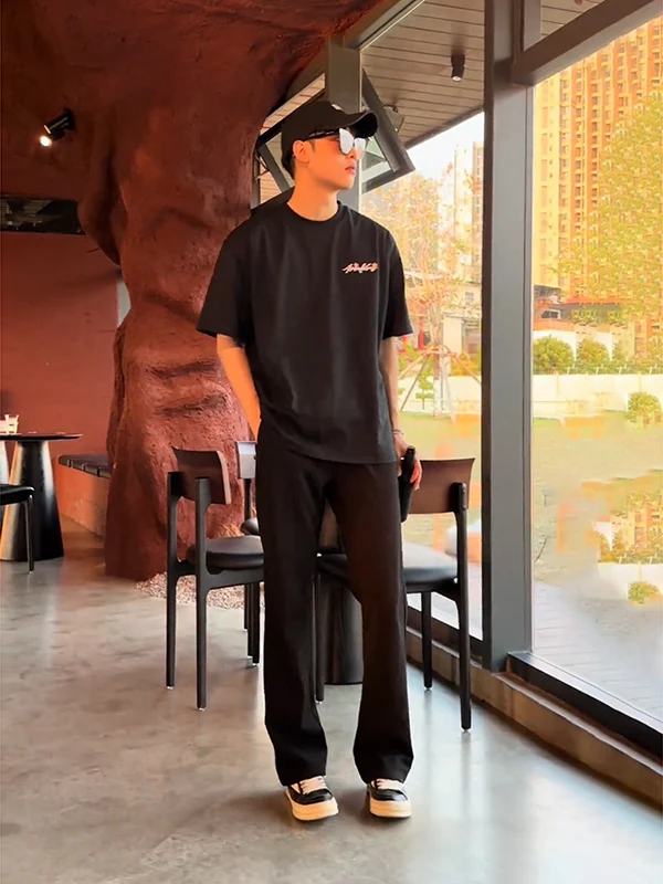 

Мужские брюки прямого кроя из ледяного шелка, струящиеся, модные, молодежные, весна-лето, приталенные, повседневные