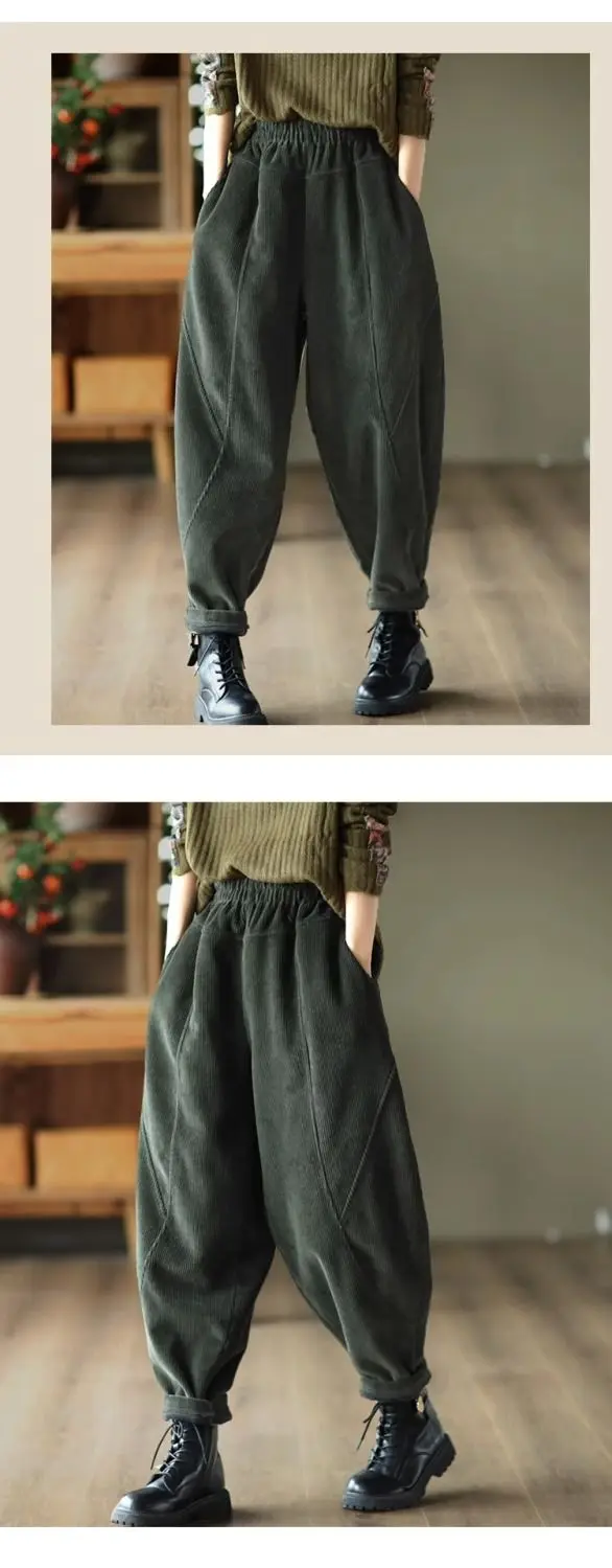 Chenille Velvet Thickened Versatile Casual Pants for Women Autumn Winter New Loose Spliced Harem Pants Female Solid Warm Trouser