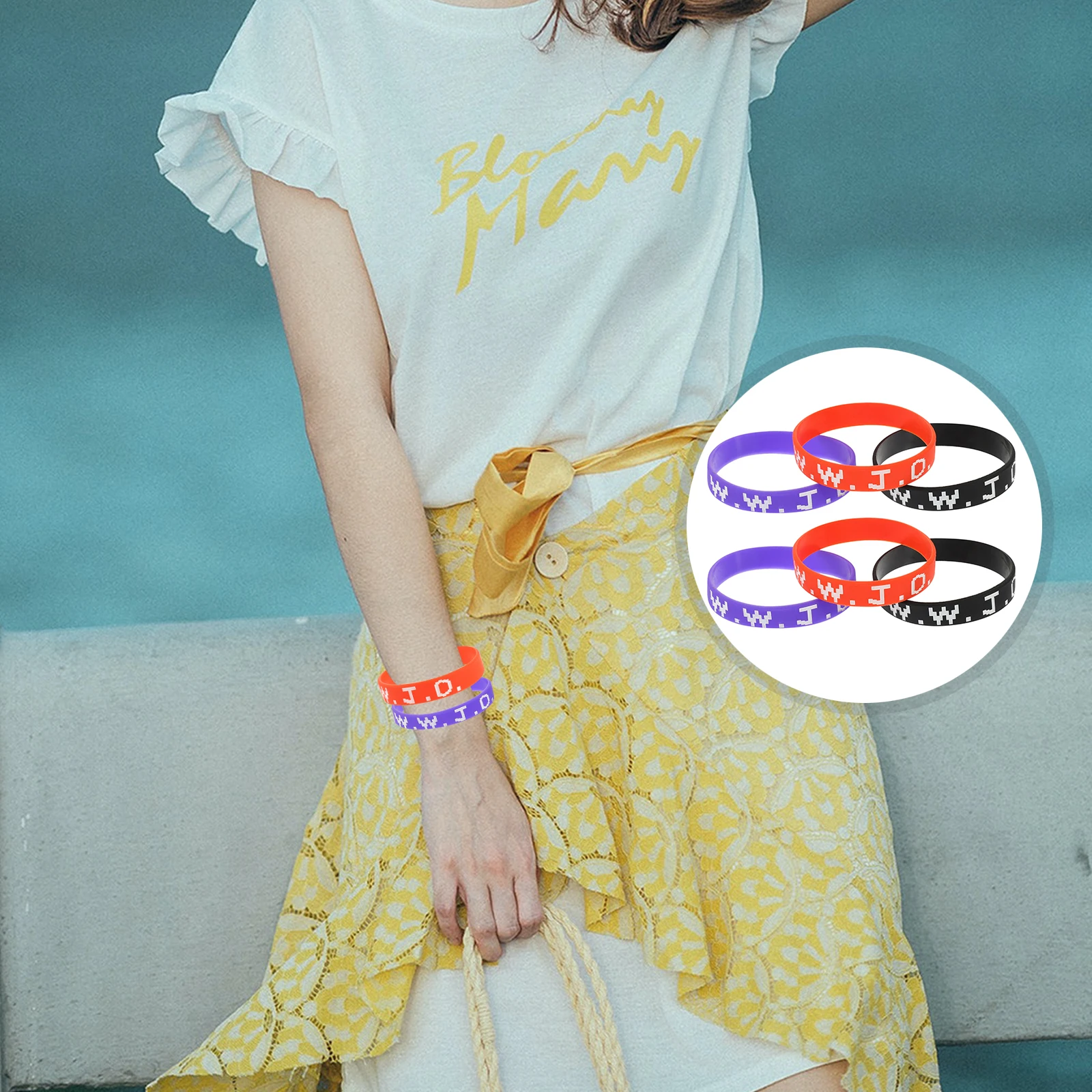 

Stylish Silicone Bracelets Set Unisex Wristbands High Elasticity Fashionable Wristbands for Daily Use