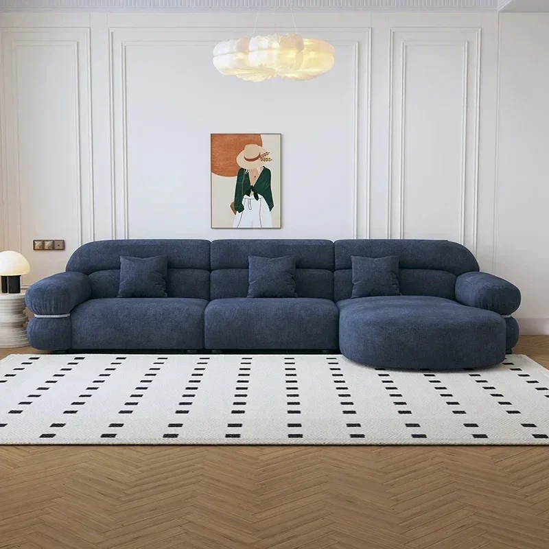 أريكة إيطالية بسيطة على الطراز الكريمي، أريكة قماشية صغيرة لغرفة المعيشة #5