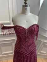 SERENE HILL Lebanon Fashion Fuchsia Arabic Beaded A-Line Evening Gown Formal Occasion Party Dress GLA73594 Customized - Image 4