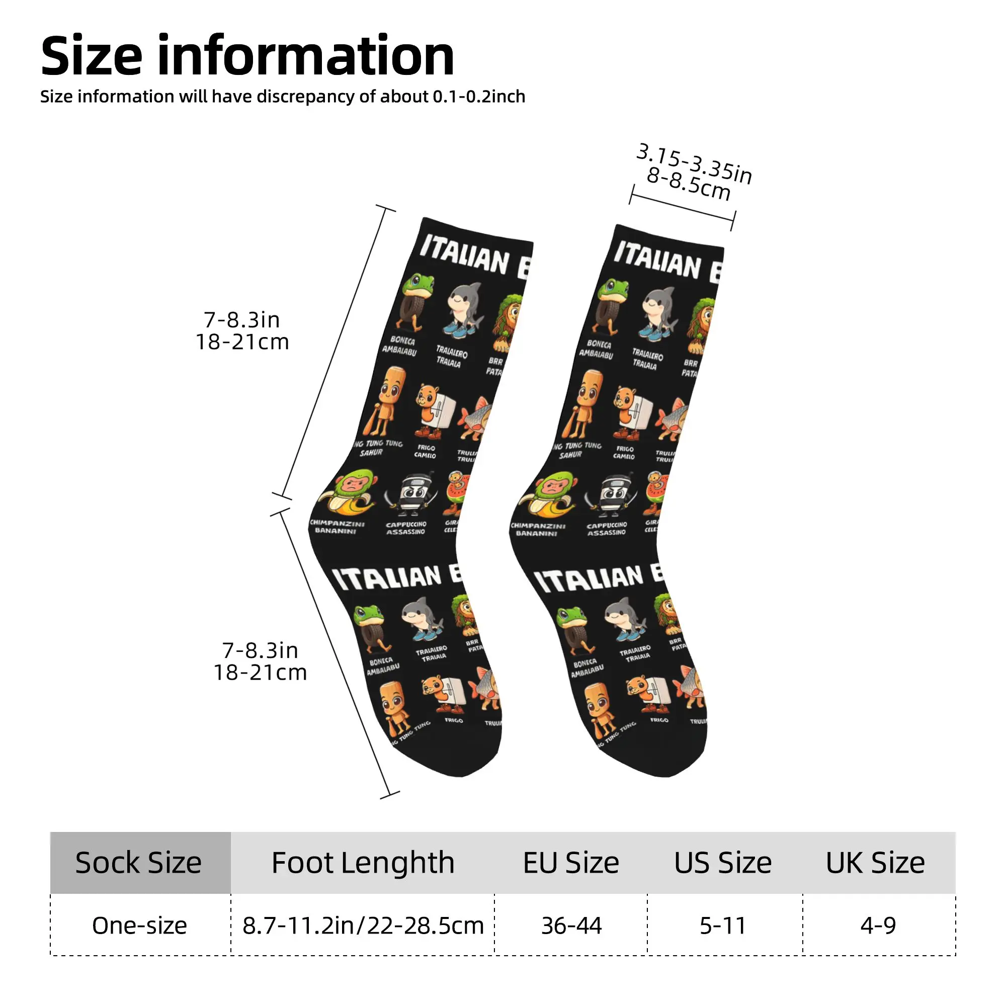 Types of Italian Brainrot Meme Character (4) Socks  Anti Bacterial Stockings Couple Warm Soft Outdoor Socks Modern Custom Socks