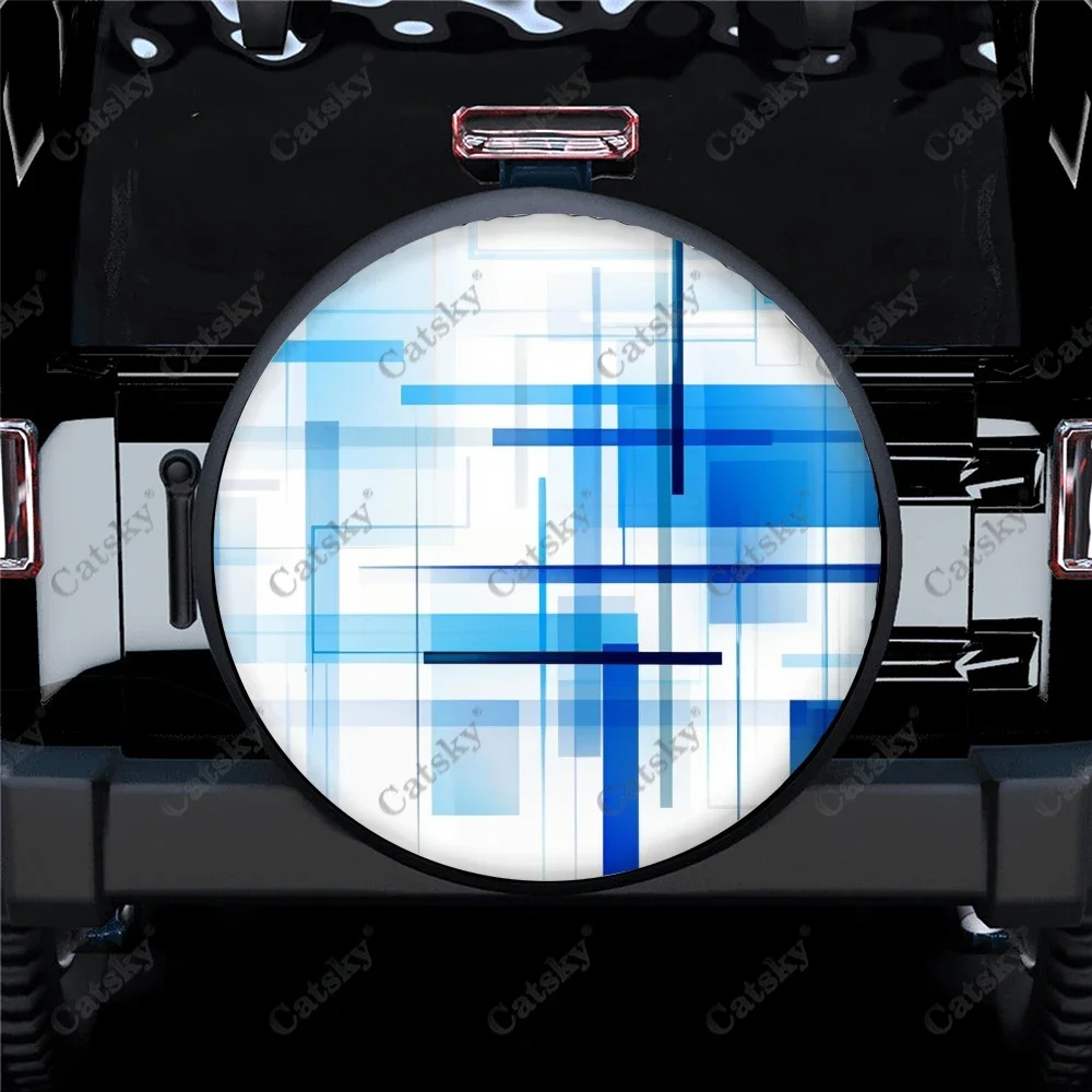 

Универсальная крышка для запасных колес из полиэстера с синей и белой графикой, пользовательские покрышки для прицепов, домов на колесах, внедорожников, грузовиков, кемперов