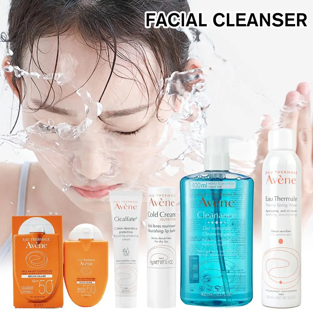 Avene limpiador de limpieza profunda Facial elimina la suciedad de la cara crema fría blanqueadora SPF 50+ protector solar Gel hidratante cuidado de la piel