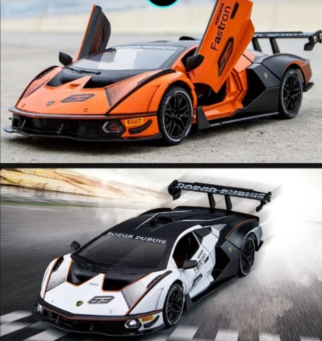 

1:32 Lamborghini SCV12 Diecast Toy Car Model Pull Back Doors Openable Sound & Light Educational Collection Gift For Kids A542