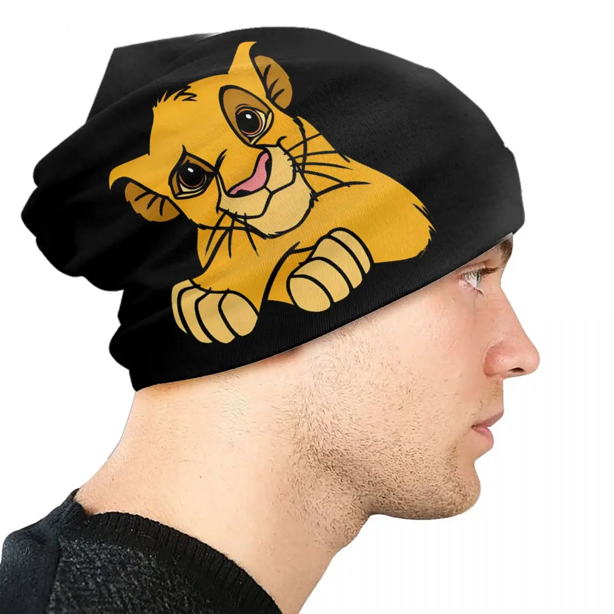مخصص الأسد الملك Skullies Beanies قبعات الرجال النساء للجنسين في الهواء الطلق شتاء دافئ متماسكة قبعة الكبار الرسوم بونيه القبعات