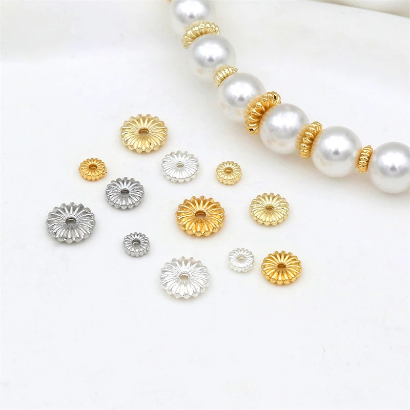 BoYuTe (100 Pieces/Lot) 4-6-8mm Alloy Spacer Beads Multi‑Color Flower Metal Beads DIY Jewelry Making Findings Supplies