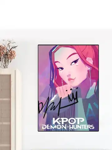 Movie KPop Demon Hunters Poster Self Adhesive Painting Living Room Office Decoration Bedroom Home Wall Sticker Prints