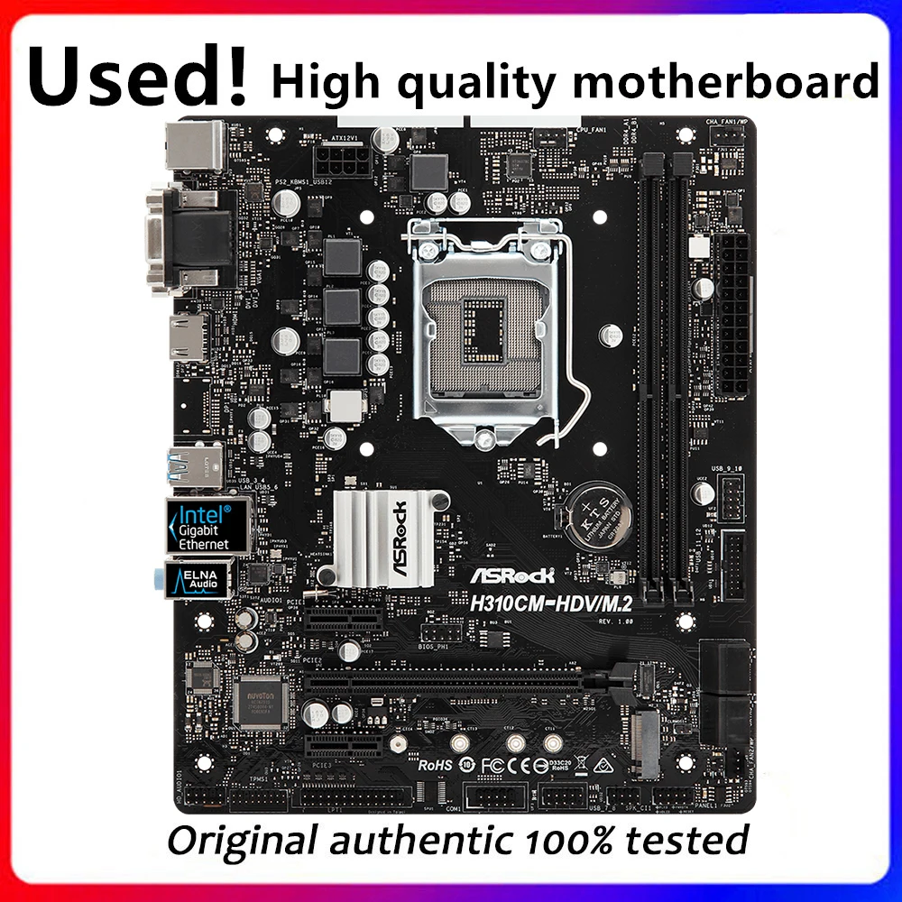 

For ASRock H310CM-HDV/M.2 Original Used Desktop Intel H310 H310M DDR4 Motherboard LGA 1151 i7/i5/i3 USB3.0 SATA3