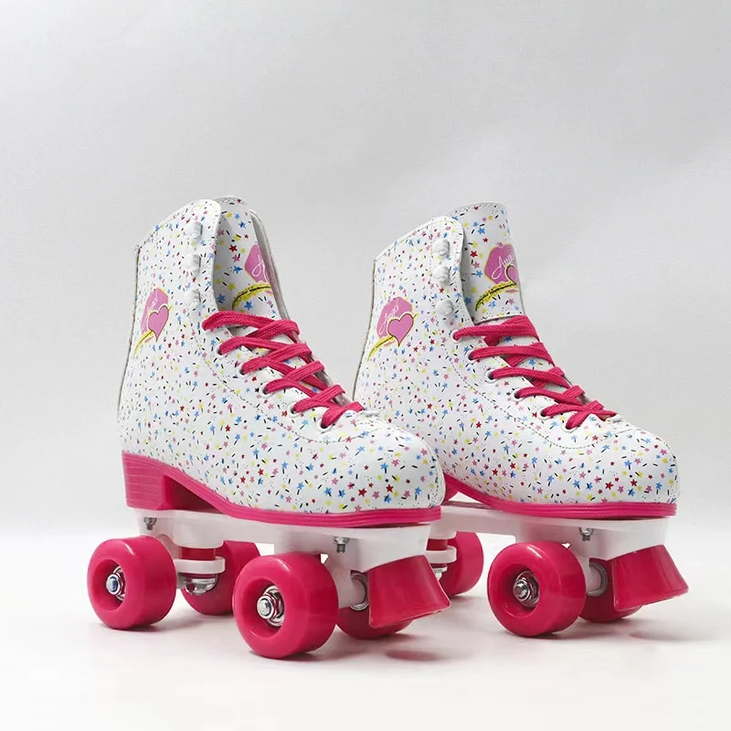 

New Multi-colored Spot Pretty Roller Skates Shoes Patins 4-wheel Adult Kids Double Row Sliding Inline Quad Skating Sneakers