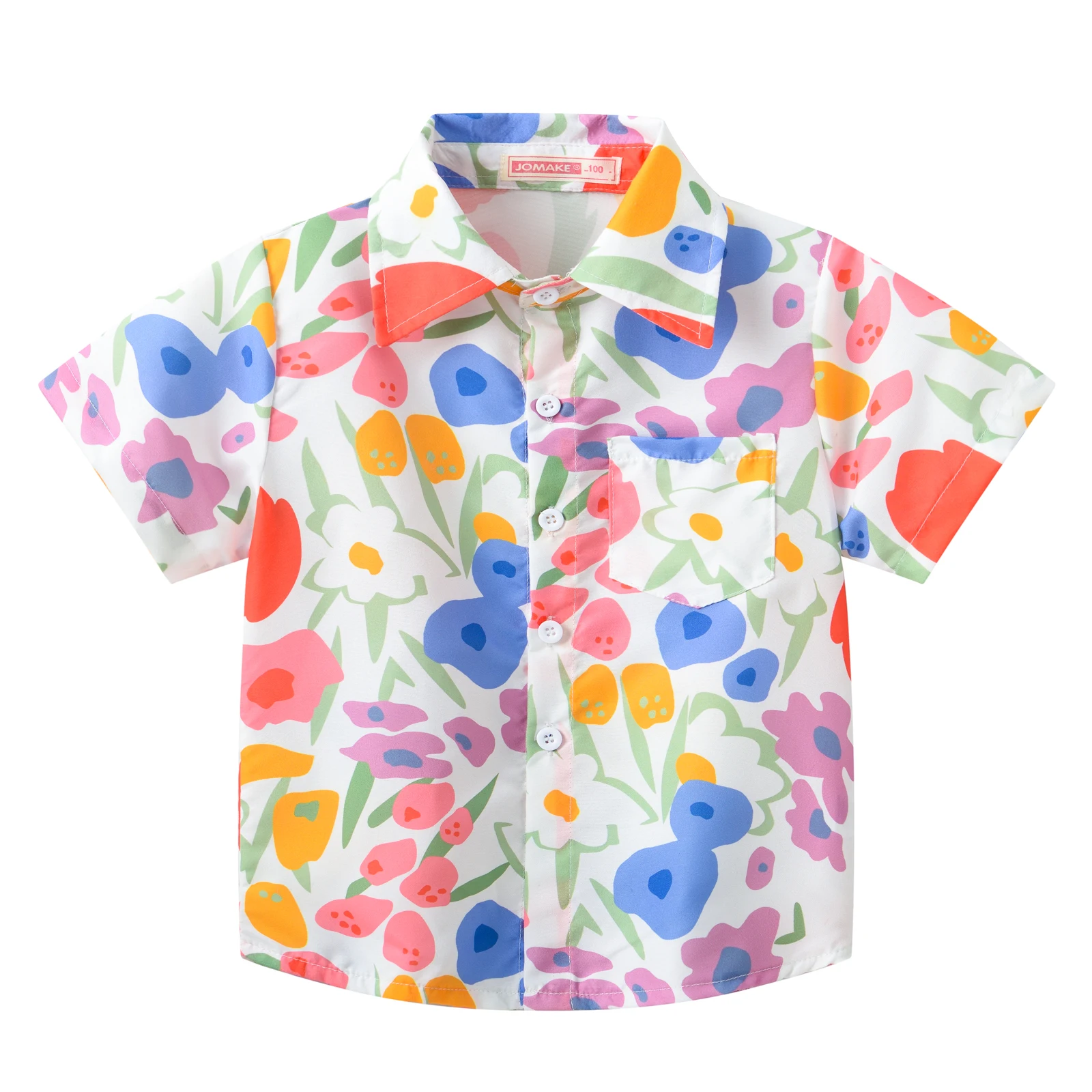 New summer girls and children casual sweet and lovely multicolor printing fashion short-sleeved baby thin Korean lapel shirt.