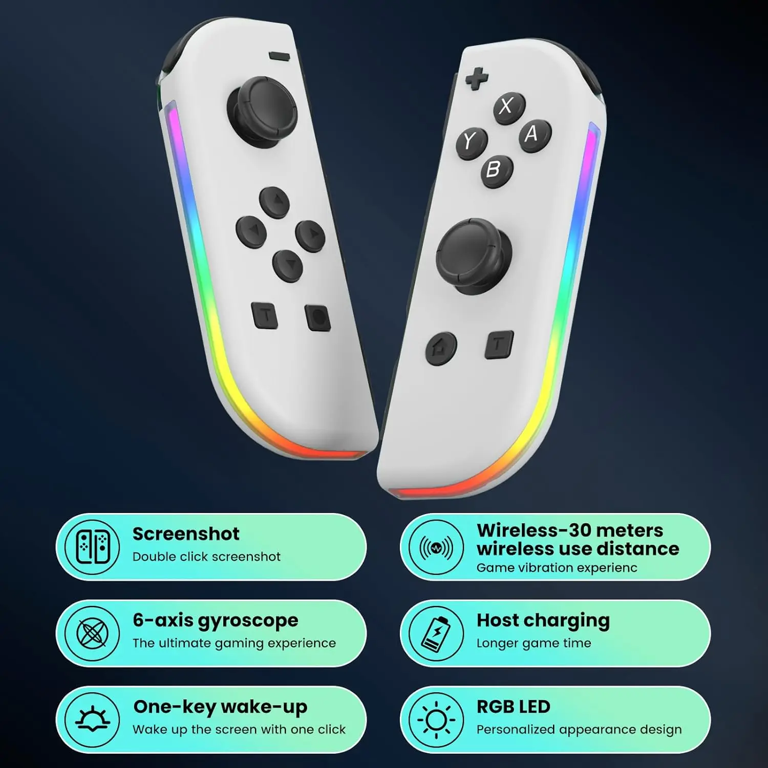 BT 5.2 Wireless Controller RGB LED Switch L/R Joypad for Nintendo Switch/Lite/Oled JoyCons Gamepads Joystick with Dual Vibration image 6