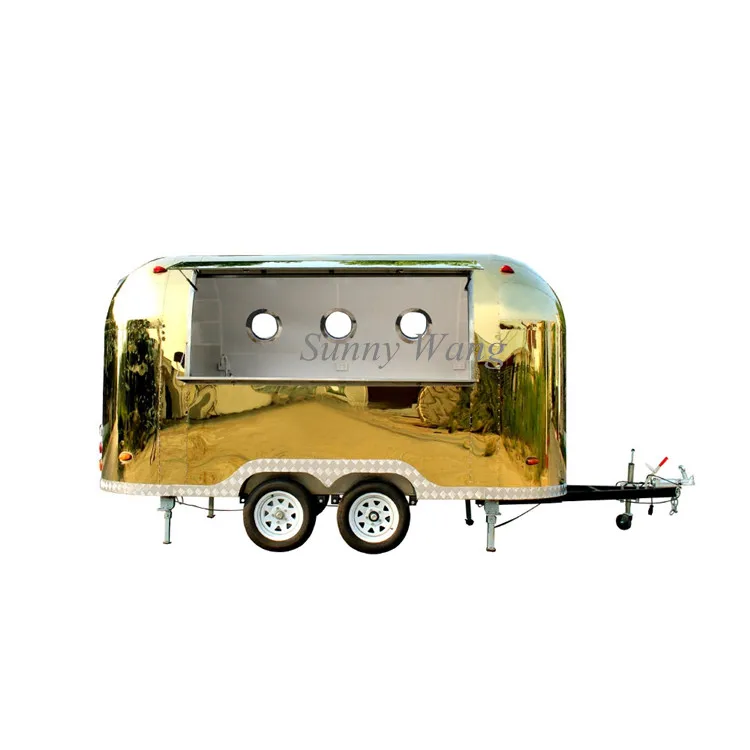 4 メートルの長さのミラーのステンレス鋼の食品トレーラー販売のための移動式中古フード トラック