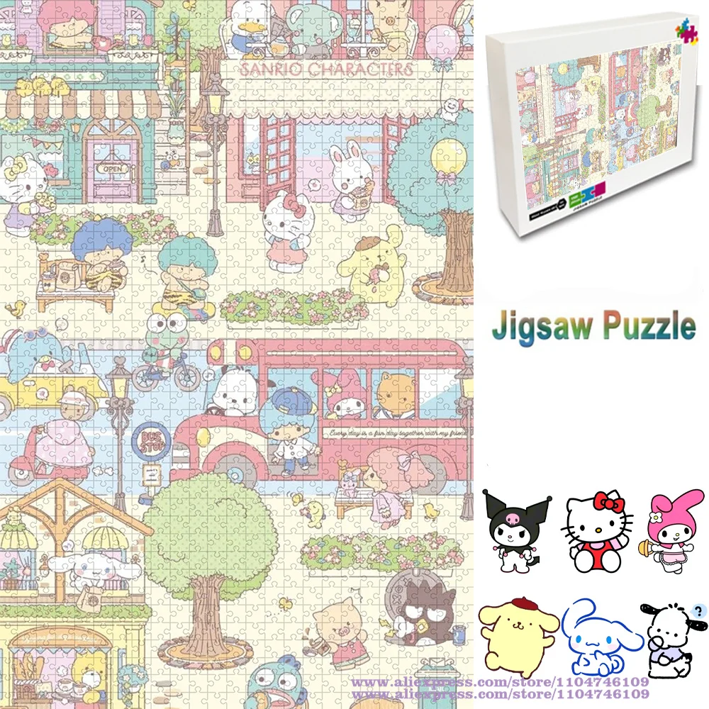

Пазл с персонажами Sanrio, головоломка с героями мультфильмов, аниме «Hello Kitty Pochacco», 108/200/300/500/1000/1500 шт., унисекс, интеллектуальные пазлы