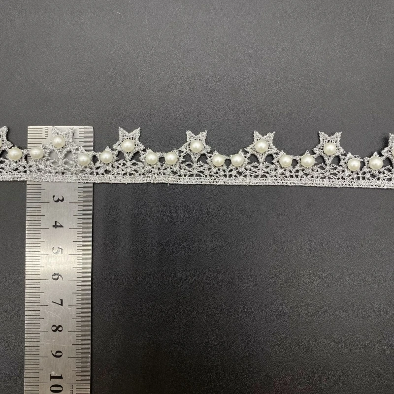 5Yard/Lot Gold Silber 2cm Stern Perlen Stickerei Spitze Trim Band DIY Halskette handgemachte Kleidung Hochzeits kleid Näh materialien – Detail 15