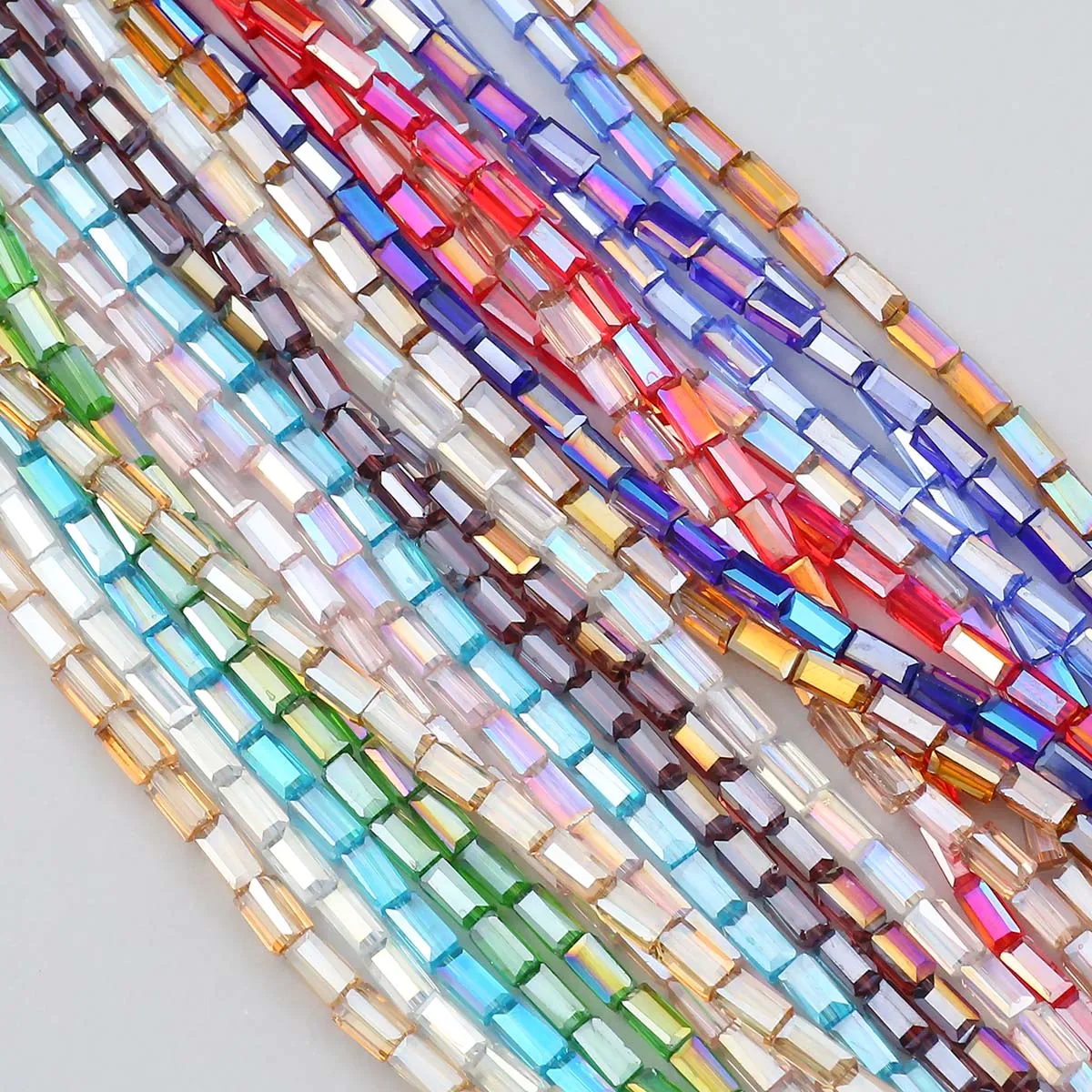 BTFBES Austrian Rectangle Crystal Beads 2*4mm 99pcs Square Glass Loose Bead for Jewelry Bracelet Necklace Making DIY Accessories