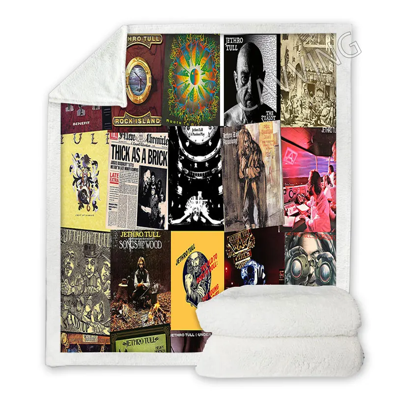 Jethro Tull 3D Printed Sherpa Blanket Rectangle Blanket Textiles Fleece Wearable Blanket Throw Blanket  Home Decor  h01