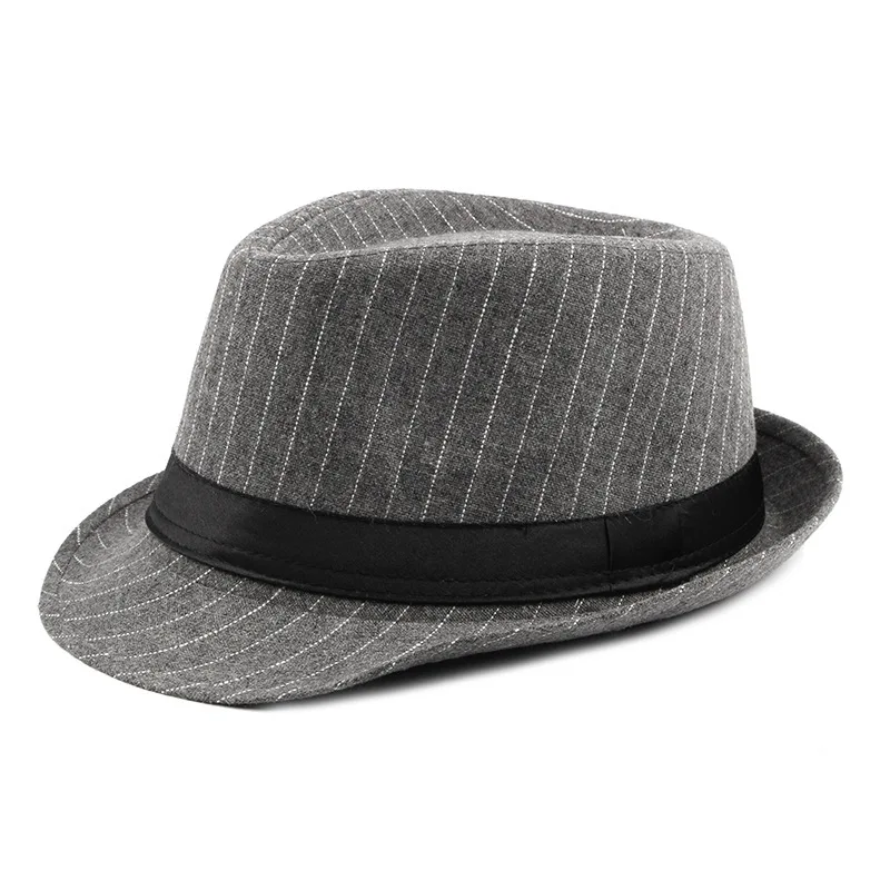 Autumn and Winter Men\'s British Warm Woolen Top Hat Middle-aged and Elderly Retro Striped Jazz Hat Men\'s Versatile Casual Hat