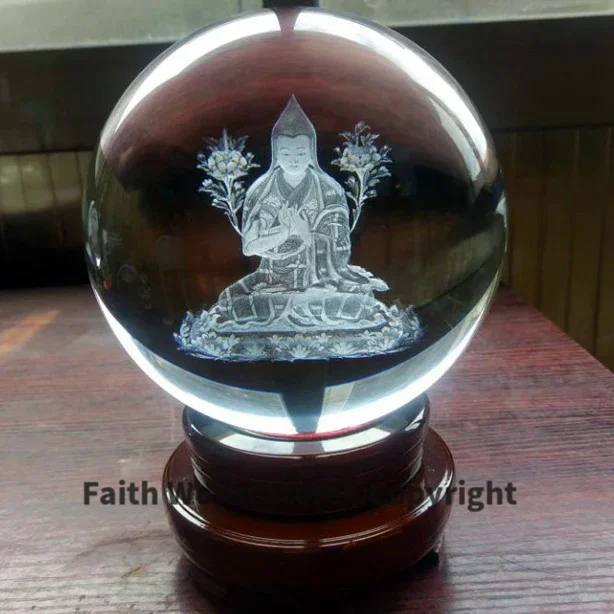 

HOME efficacious Patron saint God BUDDHA Gelugpa Yellow Tibetan Lamaism tsongkhapa FENG SHUI Talisman 3D Crystal ball statue
