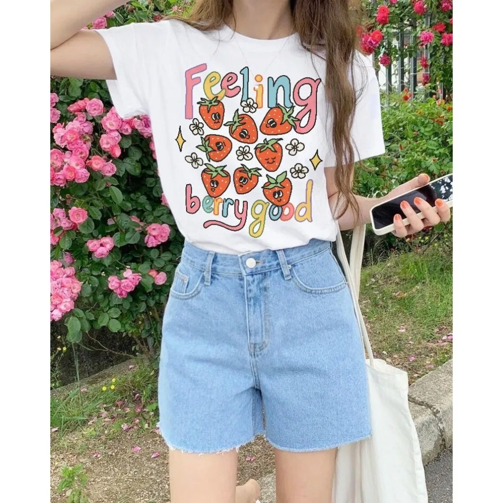 "Cute Strawberry T-Shirt Feeling Berry Good Cottagecore Fruit Design UNISEX T Shirt Summer Fit Sweatshirt for Daily Wear