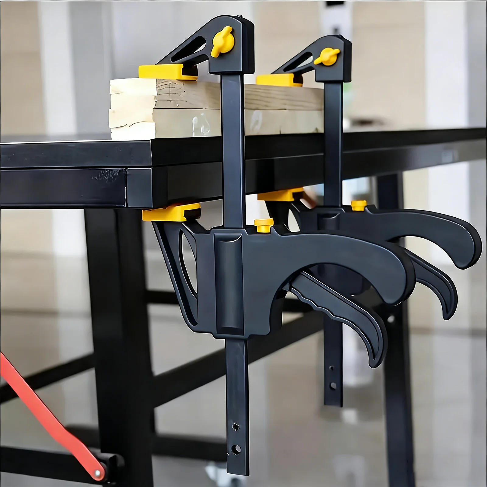 1pc Quick Grip F-Clamp, One-Handed Trigger Bar Clamp for Woodworking, Gluing, DIY Carpentry Hand Tool Gadget (Yellow)