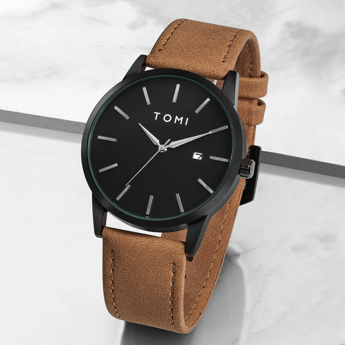 Hot Selling TOMI Men\'s 4PCS Gift Box Set Watch Minimalist Casual Men\'s Quartz Watch Tie Clip Sleeve Buckle Clock Gift Relojes