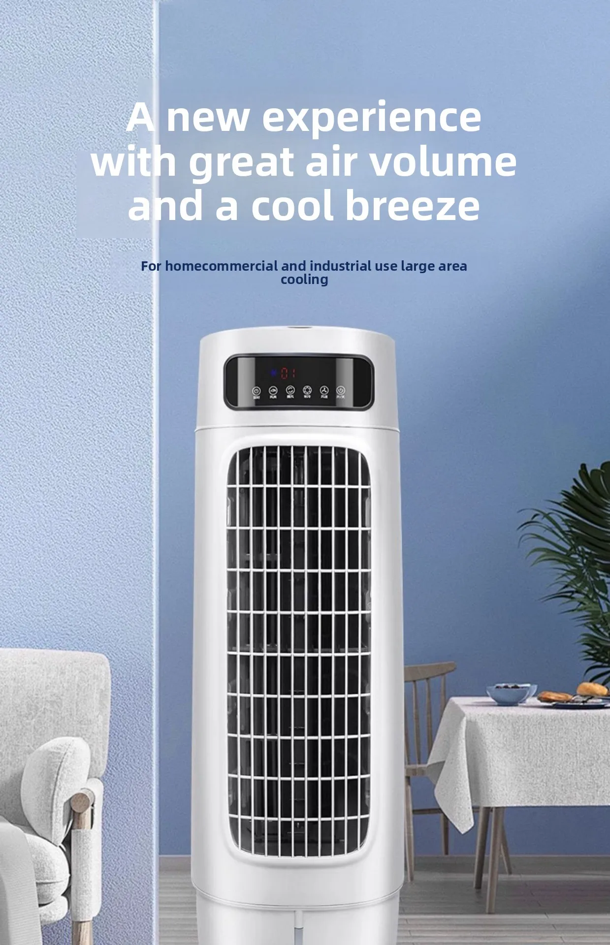 Por- Mobile Air Cooler Fan Convenient Evaporative Air Conditioner for  Commercial Indoor Outdoor Use