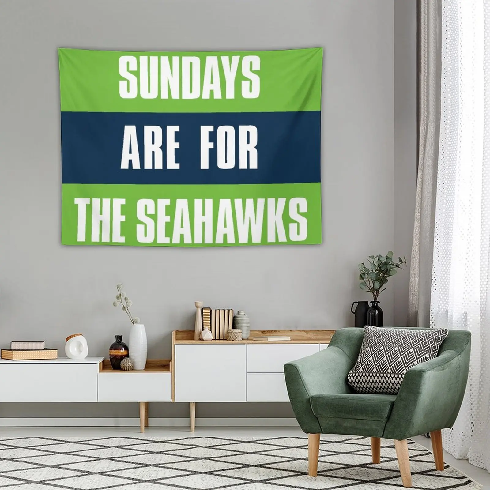 La nuova domenica è per i Seahawks, Seattle Football Tapestry Wallpaper Tapestry Wall Hanging Wall Room Design