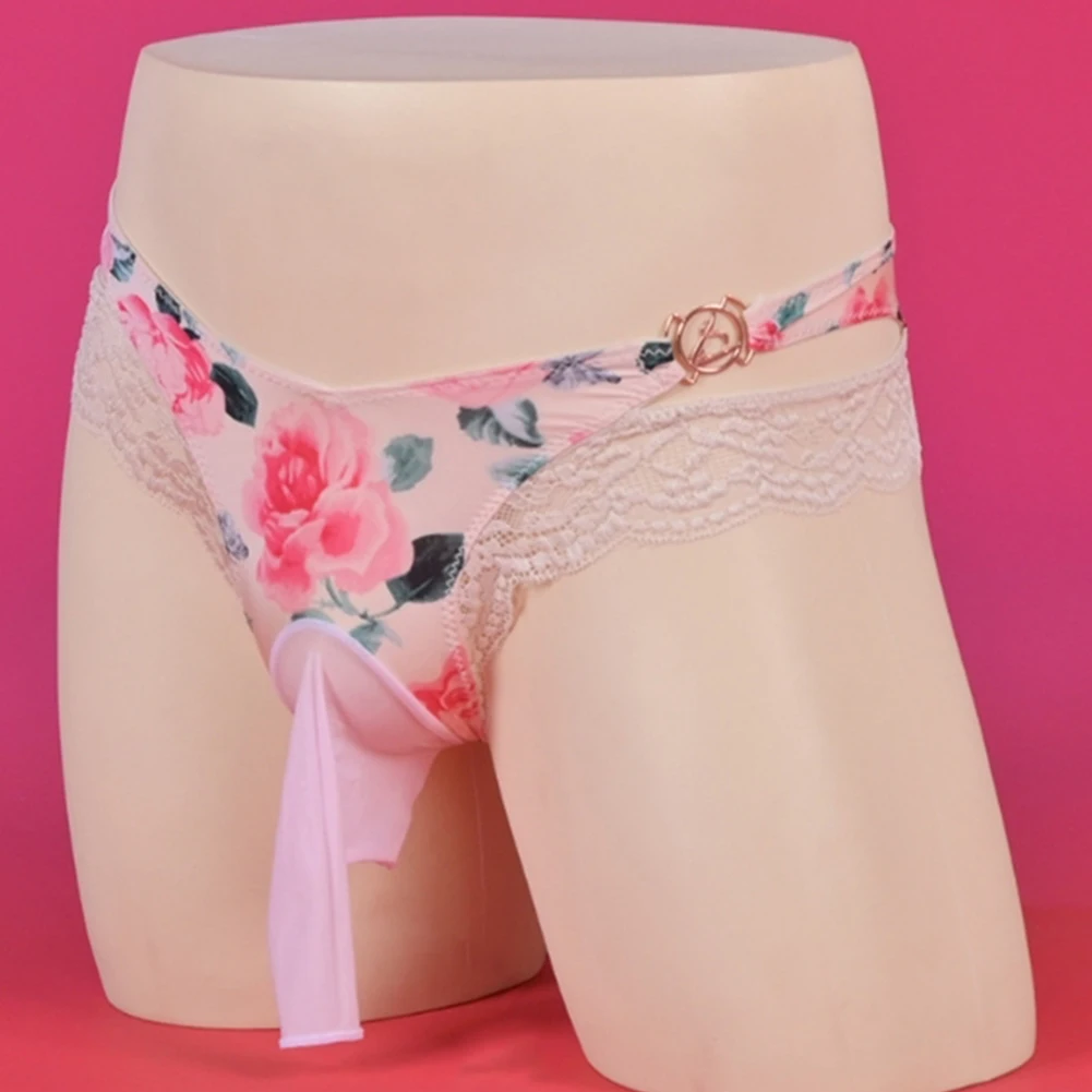 

Men\\'s Lace Briefs with Floral Print and Bulge Pouch Sexy Retro Underpants Designed to Enhance Comfort and Style