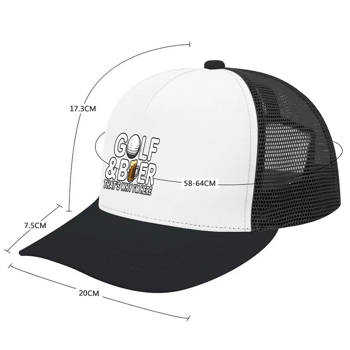 Golf And Beer Thats Why Im Here Mesh Baseball Cap Casual Hat For Womens Unisex Female