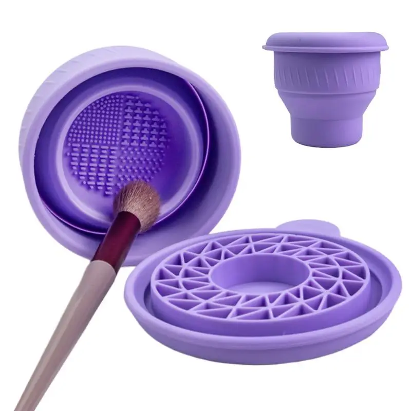 Multifunction Silicone Folding Makeup Brush Cleaning Cup Beauty Cosmetic Brush Scrub Cup Reusable Makeup Cleaning Supplies