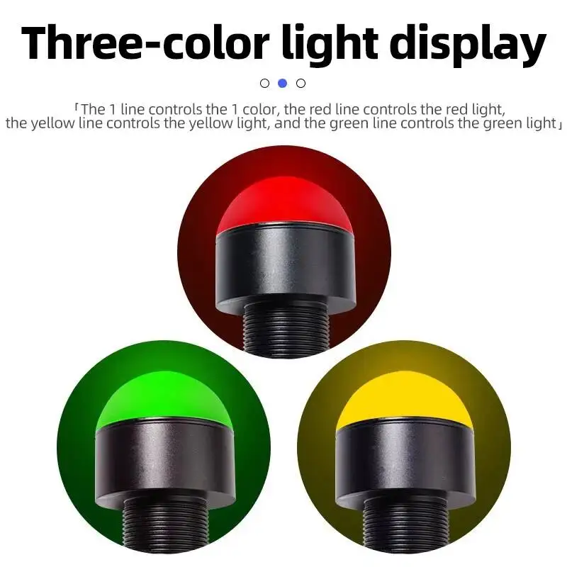 30/50/70mm Hemispherical Circular Three-color Alarm Indicator LED Metal Waterproof Buzzer 24V Machine Tool Signal Light