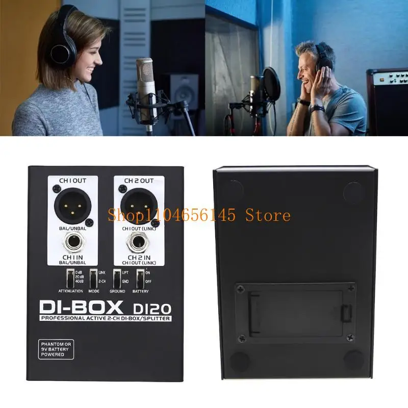 

652F DI20 Sound Active BOX Профессиональный 2-канальный DI-бокс/сплиттер для сценической студии, преобразует звук в