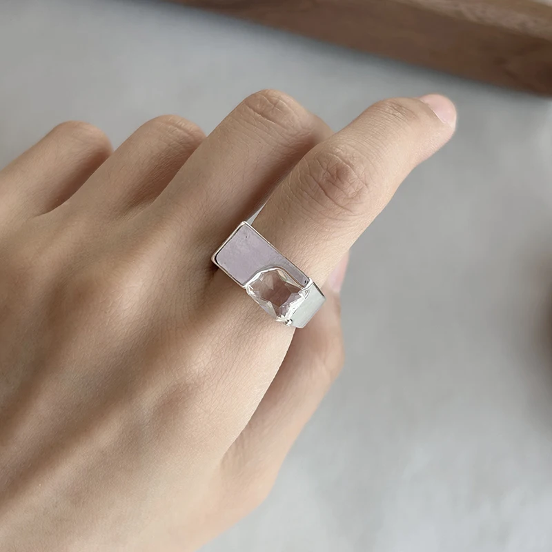 Foxanry Minimalist Silver Color Finger Rings for Women Couples New Trendy Elegant Sparkling Zircons Wedding Party Jewelry Gifts