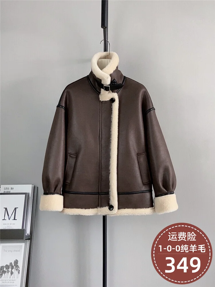 2024 Winter New Thick Fur Coat for Women, Lazy, Casual, Warm, Windproof, Stand up Collar Short Coat