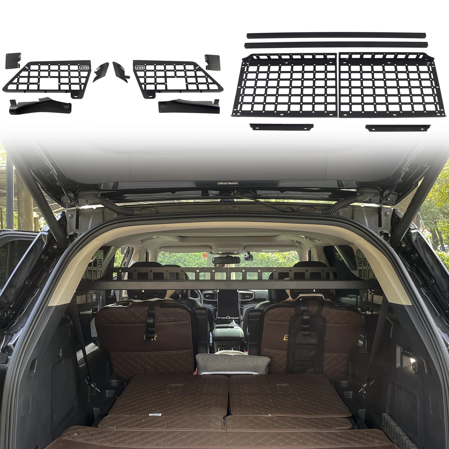 Car Internal Storage Shelf Rack Trunk Roof Extension Rack For Ford Explorer U625 2020 2021 2022 2023 2024 Interior Acceesories