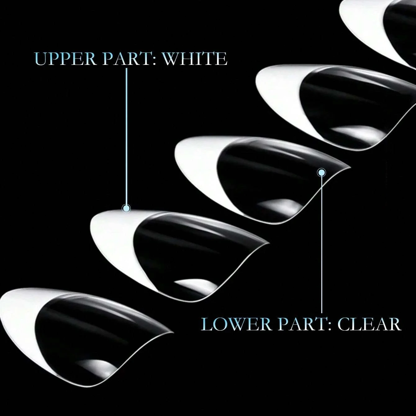 Punta de uña de borde blanco francés de almendra corta, punta de uña falsa completamente cubierta, punta de pegamento falso de prensado formado para uso doméstico DIY, 120/150 Uds.