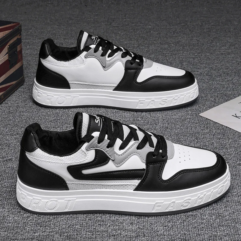 

Men's Breathable Summer Shoes Casual Sports Sneakers Black White Versatile Outdoor Leisure Footwear round Toe Flat Heel Rubber