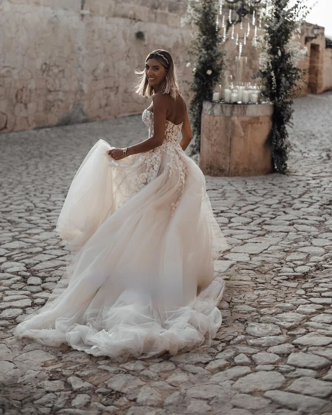 Robe de mariée princesse avec appliques en dentelle, robes de mariée de plage A-Line, dos ouvert, mariage Boho, quelle que soit la robe de mariée